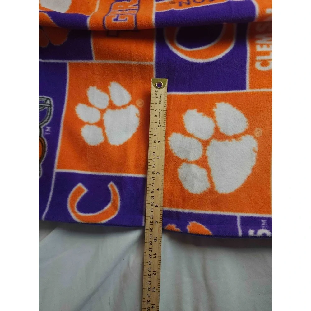Clemson University Tigers Fleece Throw Blanket One Size Orange Blue Patchwork‎